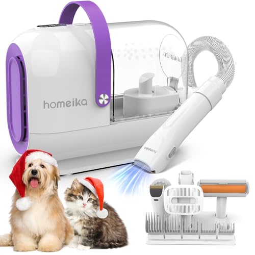 Homeika Dog Grooming Kit, 1.5L Hair Vacuum Suction 99% Pet Hair, 8 Tools, Storage Bag, 6 Nozzles, Quiet Groomer with Nail Grinder, Paw Trimmer, Brush for Shedding Dogs Cats