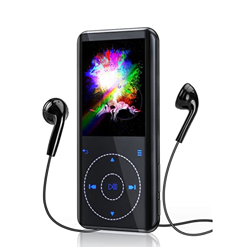 RUIZU 64GB MP3 Player with Bluetooth 5.3: Portable Music Player with Speaker, FM Radio, Voice Recorder, HiFi Lossless Digital Audio Video Playback, 2.4' Curved Screen, Touch Buttons, Supports 128GB