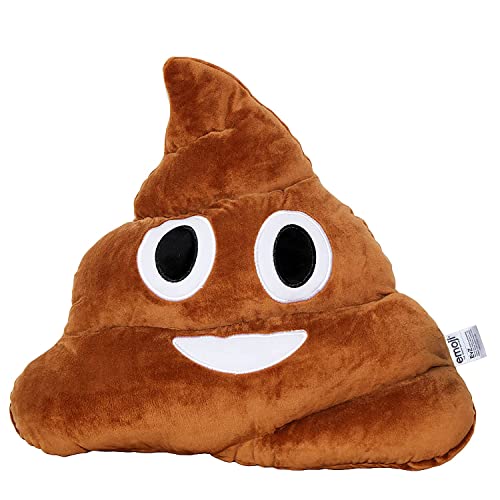 EvZ Emoji Poo Face Emoticon Cushion Stuffed Plush Soft Pillow, Official Certified, 35cm Brown