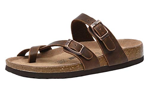 CUSHIONAIRE Women's Luna Cork Footbed Sandal With +Comfort, Brown Oily 9