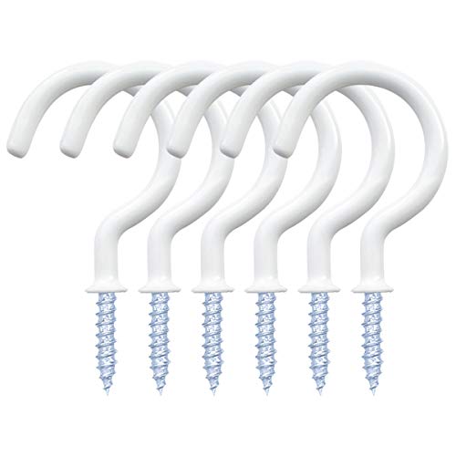 12 Pack Vinyl Coated Ceiling Hooks,Screw-in Mug Hooks,Multi-Function Wall Hooks Kitchen Hooks Cup Hooks for Indoors Outdoors (White, 1-1/4 Inch)