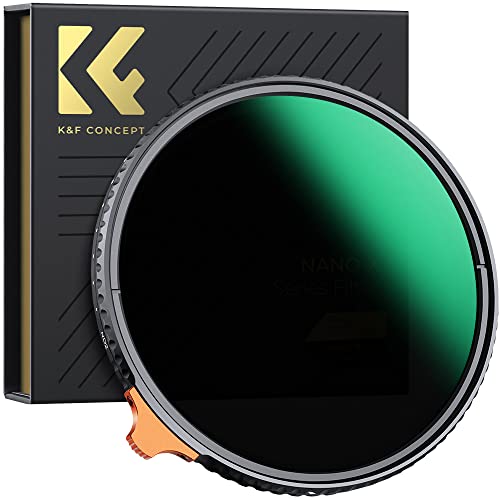 K&F Concept 82mm Putter Variable ND Filter ND2-ND400 (1-9 Stops) 28 Multi-Layer Coatings Import AGC Glass Adjustable Neutral Density Filter for Camera Lens (Nano-X Series)