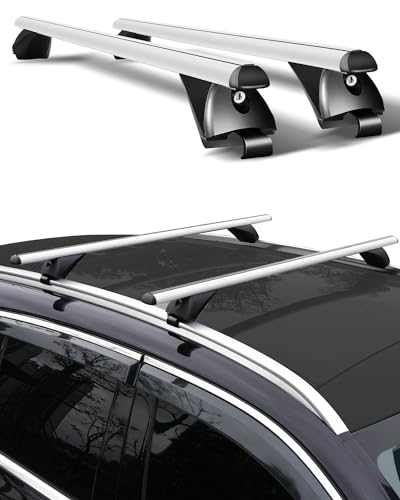 Komsepor Car Roof Rack Cross Bars 49” Thick Aluminum Crossbars Universal Roof Rack Adjustable Roof Cross Bars with 200 lbs Load Capacity Fits Most Vehicles with Flush Side Rails