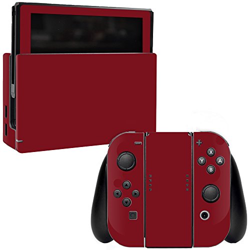 MightySkins Skin Compatible with Nintendo Switch - Solid Burgundy | Protective, Durable, and Unique Vinyl Decal wrap Cover | Easy to Apply, Remove, and Change Styles | Made in The USA