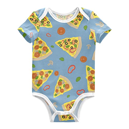 vvfelixl Baby Girls' Bodysuits Vegetables Pizza Short Sleeve Cotton Baby Clothes For Girls 6-9 Months Food Blue
