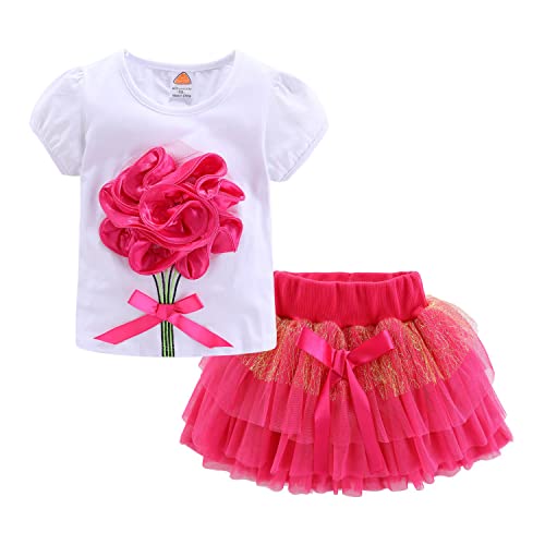 Mud Kingdom Outfits for Girls Summer Size 5 Rose Red Flower
