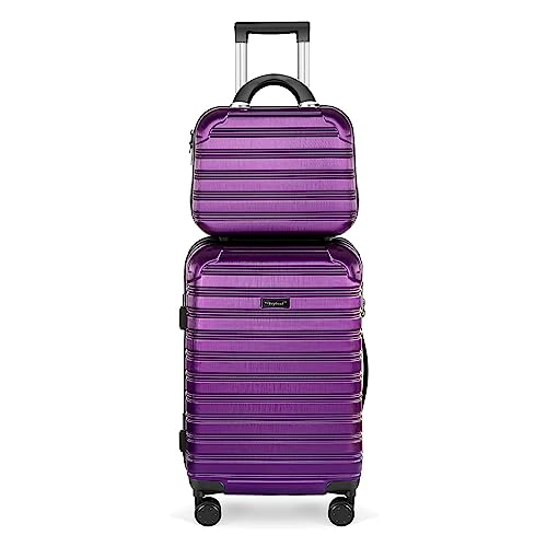 Feybaul Luggage Suitcase PC+ABS with TSA Lock Expandable Hardshell Carry On Luggage with Spinner Wheels 20in 24in 28in… (Purple, 2-Piece Set(14/20))