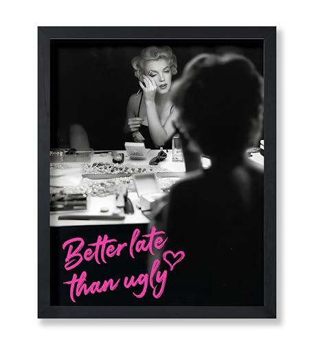 Poster Master Marilyn Poster - Better Late Than Ugly Print - Altered Art - Trendy Art - Pop Art - Fashion Art - Gift for Men & Women - Chic Decor for Bathroom or Girl's Room - 8x10 UNFRAMED Wall Art