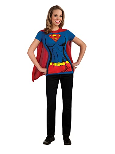 Rubie's womens Dc Comics Women's Supergirl T-shirt With Cape Adult Sized Costumes, As Shown, Small US