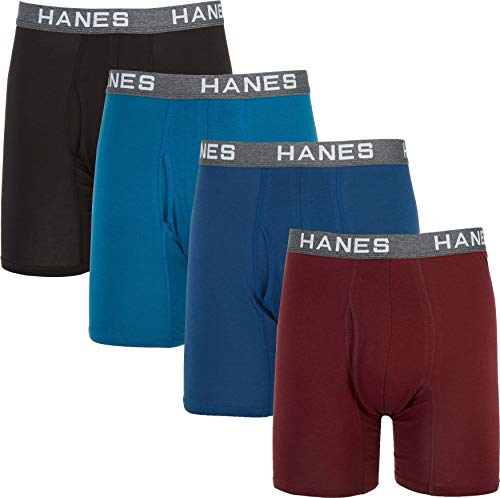 Hanes Ultimate mens Comfort Flex Fit Ultra Soft Cotton Modal Blend 4-pack Boxer Briefs, Assorted, Large US