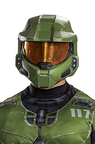 Disguise Men's Halo Master Chief Infinite Full Helmet Costume Accessory, Green & Yellow, Adult Size