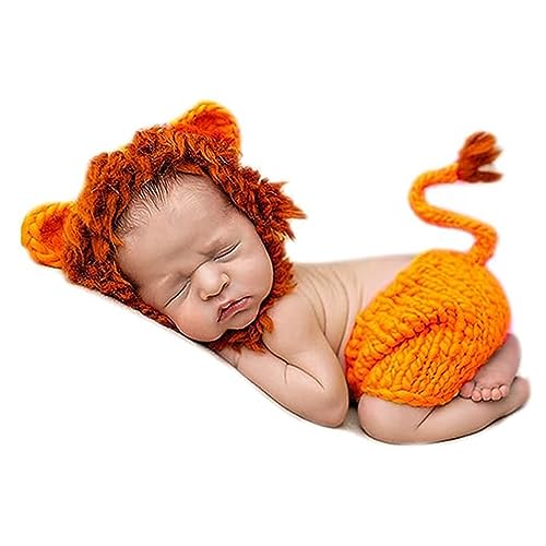 AIXIANG Handmade Baby Halloween Costume Newborn Baby Photo Props Baby Boy Lion Cap and Pants Outfits Set Halloween Gifts