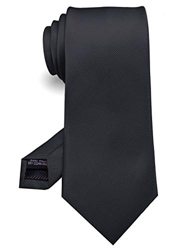 RBOCOTT Silk Black Tie Business Wedding Formal Necktie for Men (Black)