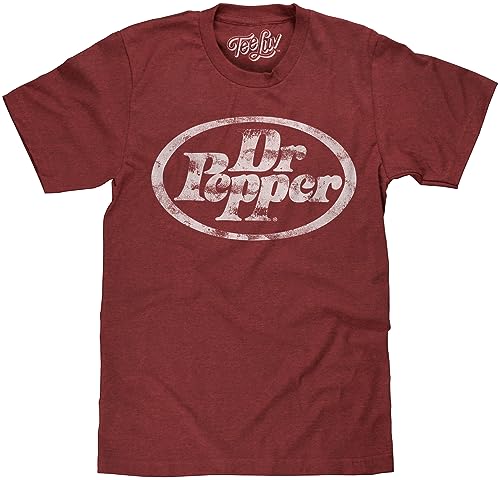 Tee Luv Men's Faded Dr Pepper Soda Logo Shirt, Brick Heather, L