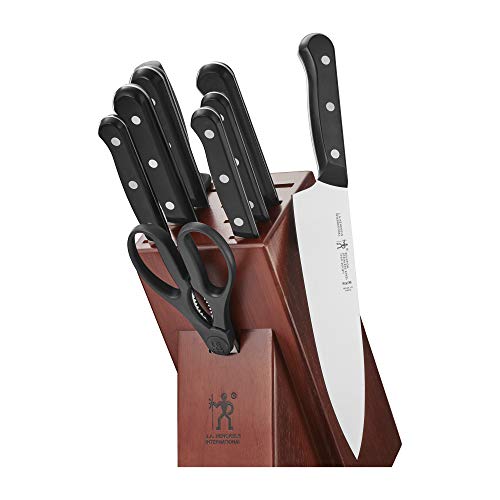 HENCKELS Solution Razor-Sharp 10-pc Knife Set, Chef Knife, Bread Knife, German Engineered Informed by 100+ Years of Mastery, Black/Stainless Steel