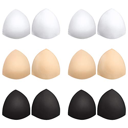 Awpeye Bra Pads Inserts 6 Pairs, Bra Cups Inserts, Removable Breast Enhancers Inserts for Women (Beige, Black, White)