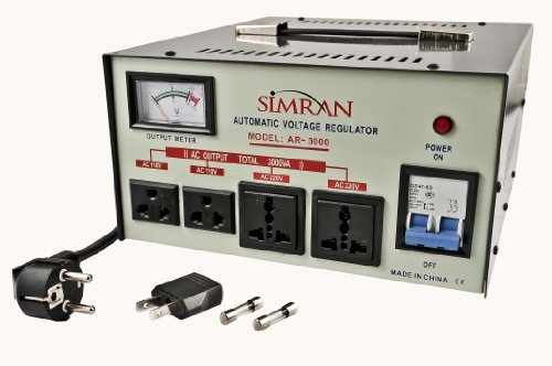 Simran AR-3000 Power Converter Regulator Stabilizer Voltage Transformer, 3000 WATT, Ivory/Gray