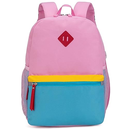 HawLander Preschool Backpack for Toddler Girls, Kids School Bag, Ages 3 to 7 years old, Small, Pink Blue