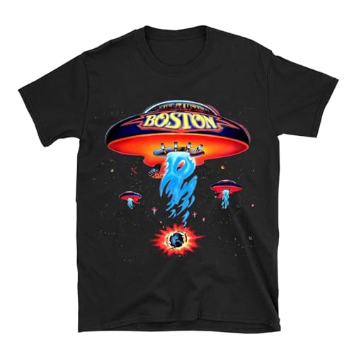 Bostonn Band Tshirt Poster Shirt Spaceship Rock Band T Shirts for Men Black XL