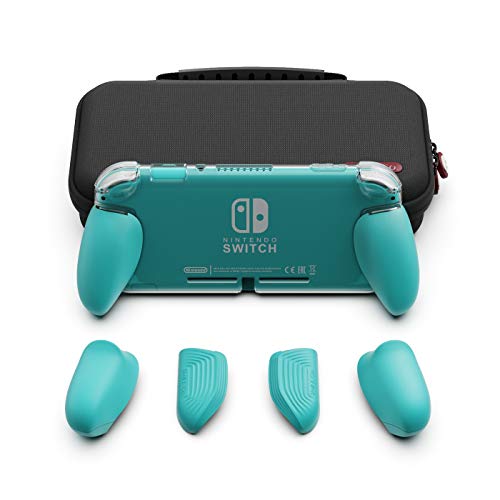 Skull & Co. GripCase Lite Bundle: A Comfortable Protective Case with Replaceable Grips [to fit All Hands Sizes] for Nintendo Switch Lite- Turquoise