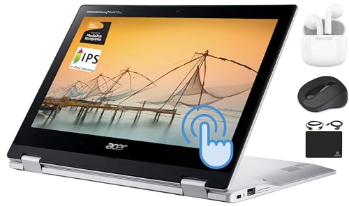 acer Chromebook Spin 2023 Flagship Convertible x360 Laptop, 11.6' 2-in-1 HD Touchscreen IPS, 8-Core MediaTek MT8183C Processor, 4GB RAM, 64GB eMMC,Wi-Fi 5,Day Long Battery, Chrome OS+HubxcelAccessory