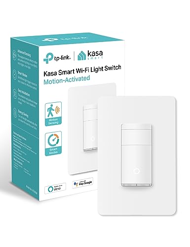 Kasa Smart WiFi Motion Sensor Switch, Single Pole, Needs Neutral Wire, 2.4GHz Wi-Fi Light Switch, Compatible with Alexa & Google Home, UL Certified, No Hub Required(KS200M),White,1-Pack