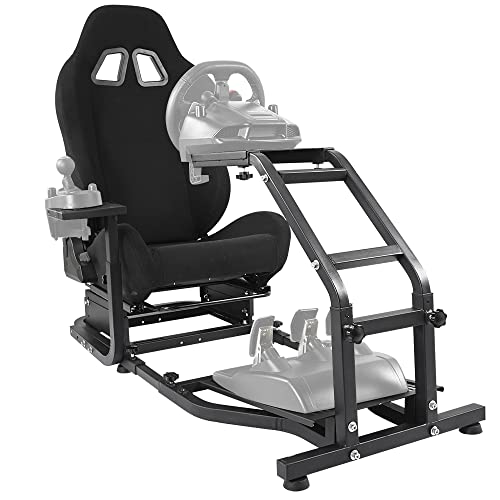 Gazzyt Racing Simulator Cockpit Stand with Black Chair Adjustable Racing Wheel Stand fits G27 G29 G920, Thrustmaster T300 T300RS T248, without Wheel Pedal and Shifter