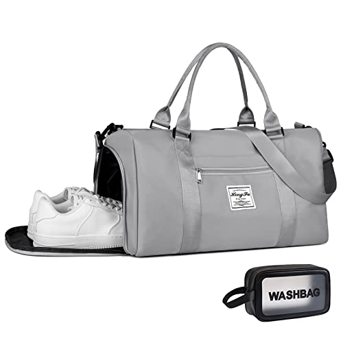Travel Bag for Women Men, Cute Gym Tote Bag with Shoe Compartment, Small Duffle Bag with Toiletry Bag Carry On Overnight Dance Workout Bag for Women Travel Sport