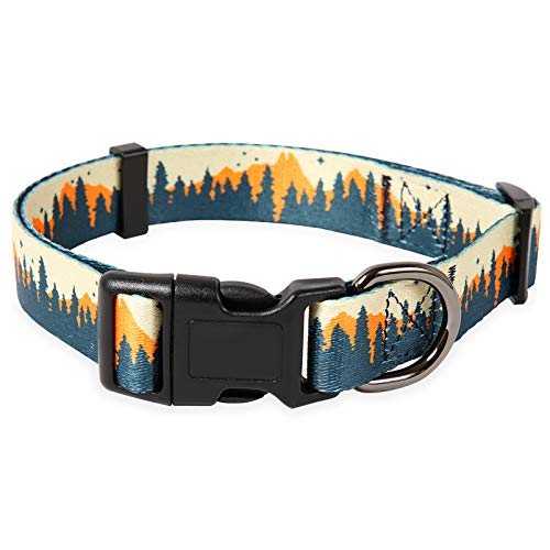 Timos Dog Collar for Small Medium Large Dogs,Adjustable Soft Puppy Collars with Quick Release Buckle,Sunset Valley,M Length 13.39''-20.87''