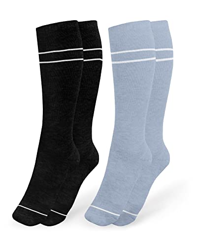 Kindred Bravely Maternity Compression Socks 2-Pack | 20-30 mmHg Compression Socks for Pregnancy (Stone Blue & Black, Small)