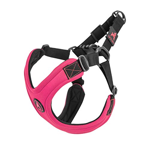 Gooby Escape Free Sport Harness - Pink, Small - No Choke Step-in Patented Neoprene Small Dog Harness with Four-Point Adjustment - Perfect on The Go Dog Harness for Medium Dogs No Pull and Small Dogs