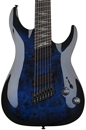 Schecter Omen Elite-7 Multiscale 7-string Electric Guitar - See Through Blue Burst