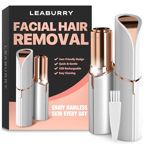 Leaburry Face Razor for Women Facial Hair, Small Dermaplaning Hair Removal Device, Face Shaver for Women and Facial Hair Removal for Women, Rechargeable Facial Hair Remover for Lips, Chin & Cheeks