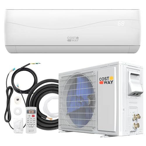 COSTWAY 12000BTU Mini Split Air Conditioner& Heater, 20 SEER2 115V Wall-Mounted Ductless AC Unit Cools Rooms up to 750 Sq. Ft, Energy Efficient Inverter AC with Heat Pump (Blast Series)