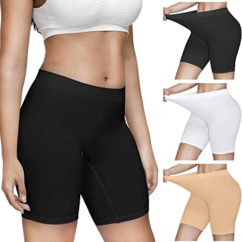 Slip Shorts for Women,3 Pack Comfortable Seamless Smooth Slip Shorts for Under Dresses… X-Large