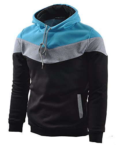 Mooncolour Mens Novelty Color Block Hoodies Cozy Sport Autumn Outwear Black US X-Small Black US X-Small