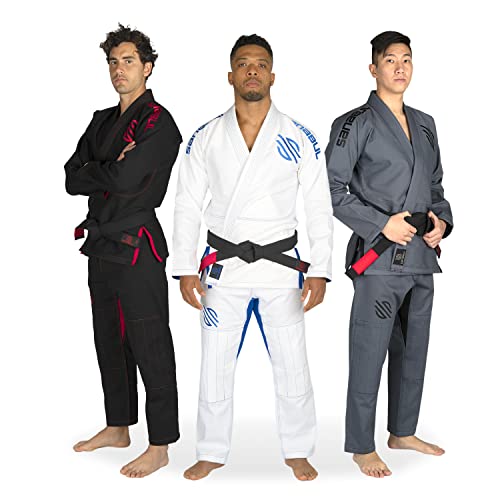 Sanabul Essential BJJ Gi for Men | Brazilian Jiu Jitsu Gi BJJ | Lightweight, Preshrunk Cotton Fabric | IBJJF Approved (White, A2)