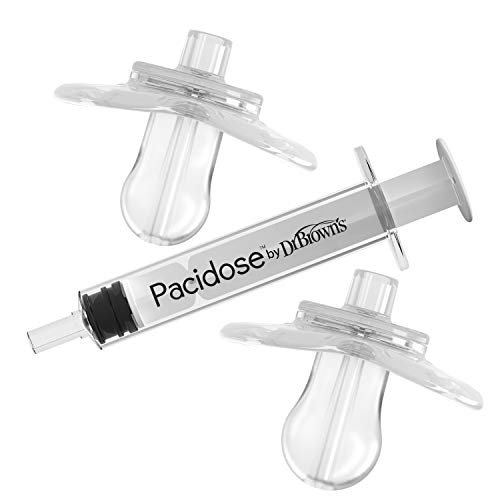 Dr. Brown's Pacidose Pacifier and Liquid Baby Medicine Dispenser with Oral Syringe and Two Sizes of Pacifier Bulbs - 0-6m and 6-18m