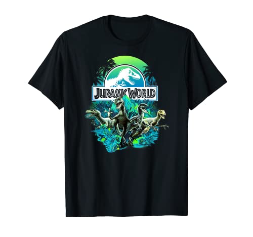 Jurassic World Blue Green Jungle Velociraptor Attack T-Shirt T-Shirt