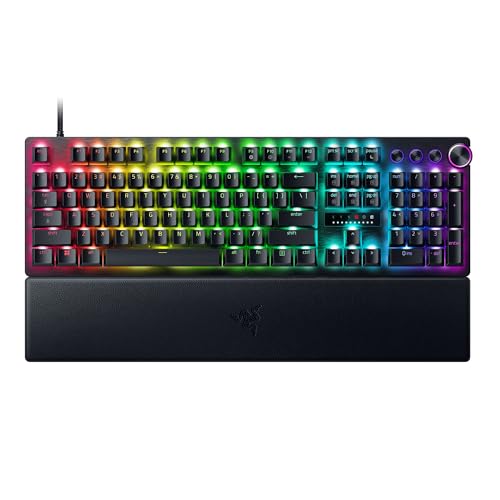 Razer Huntsman V3 Pro Esports Gaming Keyboard: Analog Optical Switches - Snap Tap Mode - Rapid Trigger - Adjustable Actuation - Media Keys & Dial - Doubleshot PBT Keycaps - Wrist Rest