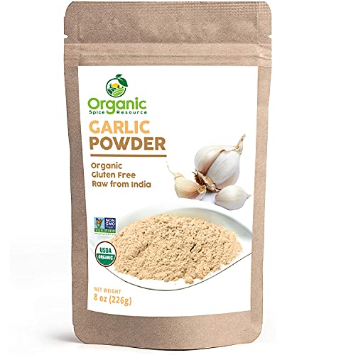 Organic Garlic Powder | 8 oz (226g) | USDA Organics and Non-GMO Verified Project Approved | Product of India | 100% Raw and Natural | Resealable Kraft Bag by SHOPOSR