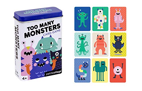 Petit Collage Too Many Monsters Kids Card Game – Exciting and Colorful Family Game with Sturdy Storage Tin Included – Easy to Play – Perfect Travel Game for Kids – 2-4 Players, Ages 4+