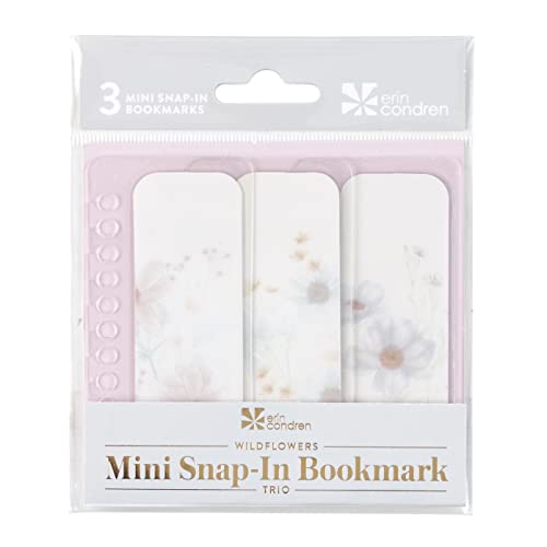 Designer Accessories by Erin Condren - Snap-in Bookmarks - Wildflowers, 3 Pack Compatible with Erin Condren Spiral Notebooks, Planners, Agendas. Effortless Organization Snap Out, Reposition & Repeat