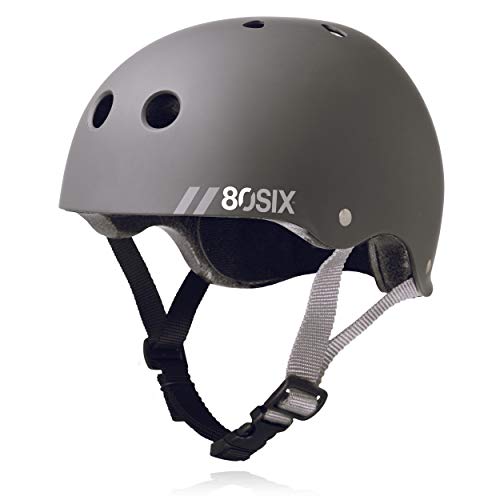 80Six Dual Certified Kids Bike, Scooter, and Skateboard Helmet, Grey Matte, Small / Medium - Ages 8+