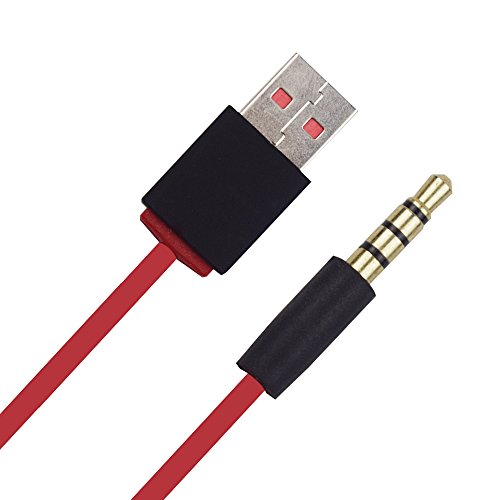 3.5mm Red Replacement USB Charge Power Cable Cord for Beats by Dre Studio Studio2.0 Studio3.0 Wireless Headphones