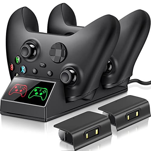Controller Charger Station for Xbox one, Charging Station Pack, 2 x 1200 Rechargeable Battery Pack Compatible with Xbox Series X|S/Xbox One/Xbox One S/X/Elite
