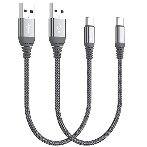 Short USB C Cable(0.5ft 2-Pack),USB Type C Charger Nylon Braided Fast Charging Cord Compatible iPhone 15 15 Pro/15 Pro Max Samsung Galaxy S10+ S9 S8 Plus,Note 9 8,LG G6 G7 V35,Pixel 2 XL