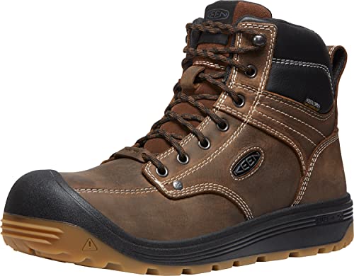 KEEN Utility Men's Fort Wayne 6” Waterproof Composite Toe Wedge Work Boots, Dark Earth/Gum, 14 Wide