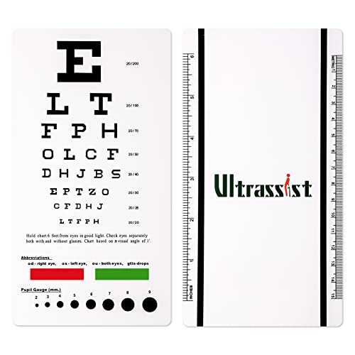 Ultrassist Snellen Eye Chart, Pocket Size Eye Testing Chart 6 Feet 3.9x7.3 inch for Visual Acuity Measuring