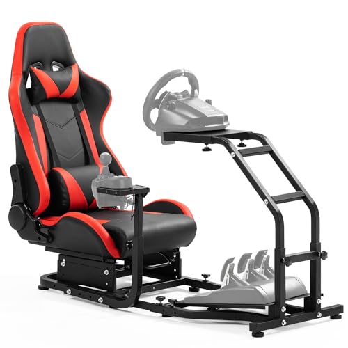 Supllueer Racing Simulator Cockpit with Racing Seat Fit for LogitechG29 G920 G923,ThrustmasterT248 T300RS TX F458 T128,Fanatec,Adjustable Sim Racing Cockpit Racing Wheel Stand No Wheel Pedal Shifter